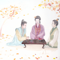 Liyang, Jingrui and Xie Bi having an autumn picnic